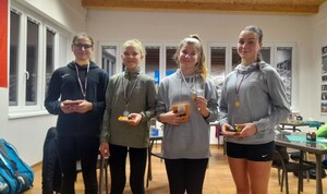Zleva stříbrné Amálie Drobková, Anežka Lučanová, zlaté Michaela Čaponouvá, Natálie Jará